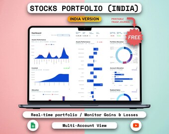 India Stock Portfolio Tracker, Trading Journal (Google Sheets)