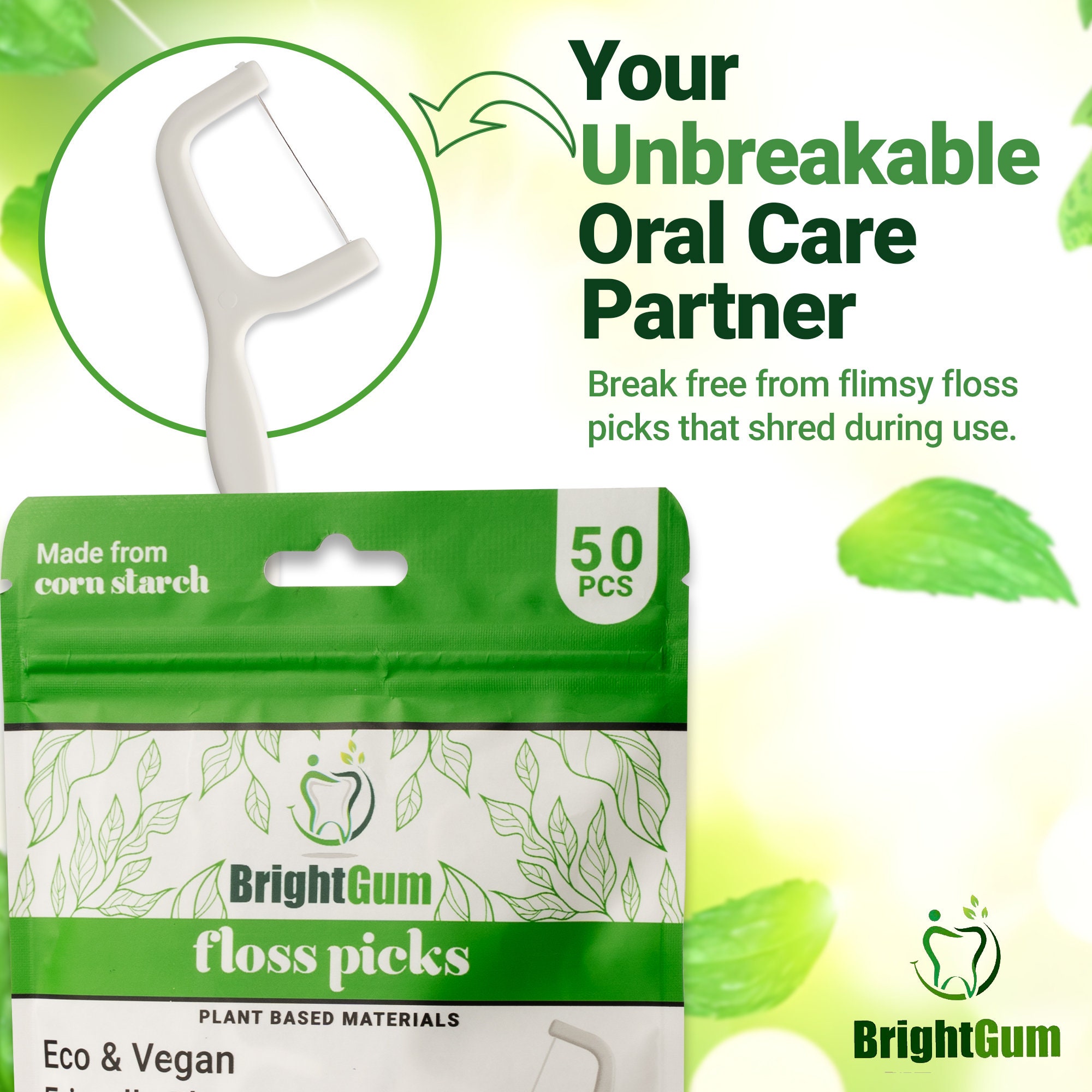 Biodegradable Dental Floss Picks Unwaxed Dental Floss Sustainable and