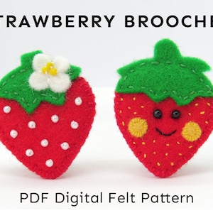 Erdbeere Brosche Filzmuster, digitale PDF sofortiger Download, Obst Brosche, Pipsqueak Filzmuster, Beere, Schnittmuster