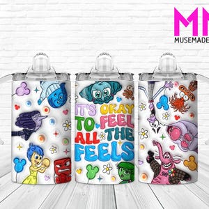 Cartoon 3D Nadmuchiwany Kubek Niekapek Png, Postacie z Kreskówek Kubek Niekapek Wrap, Emocje z Kreskówek 12oz Kubek Niekapek Wrap, Dziecięcy Kubek Niekapek Wrap Png