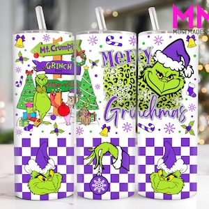 Christmas Character 20 oz Skinny Tumbler Png, Merry Christmas 20oz Tumbler Png, Christmas Straight and Taper Tumbler Wrap