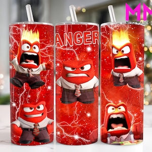 Cartoon Characters 20 oz Skinny Tumbler Png, Cartoon Emotions 20oz Tumbler Png, Movies Characters 20oz Tumbler Wrap, Mental Health Tumbler
