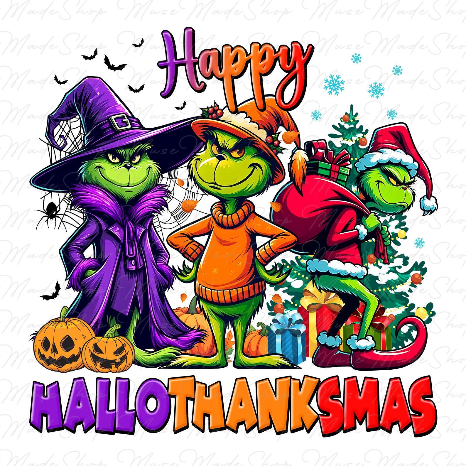 Happy Hallothanksmas Png, Halloween Png, Thanksgiving Png, Christmas Png, Hallothanksmas Png, Christmas Characters Png, Trendy Christmas Png