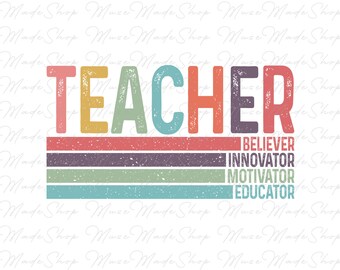 Retro Teacher Png, Teacher Png, Teacher Life Png, Teacher Appreciation, Teacher Day Png, Back to school Png, Teacher Sublimation