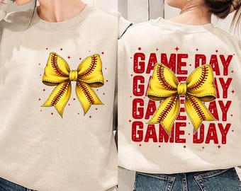 Softball Game Day Coquette Bow Png, Softball Png, Softball Mom Png, Mother's Day Shirt Png, Happy Mother's Day Png, Mama Softball Png