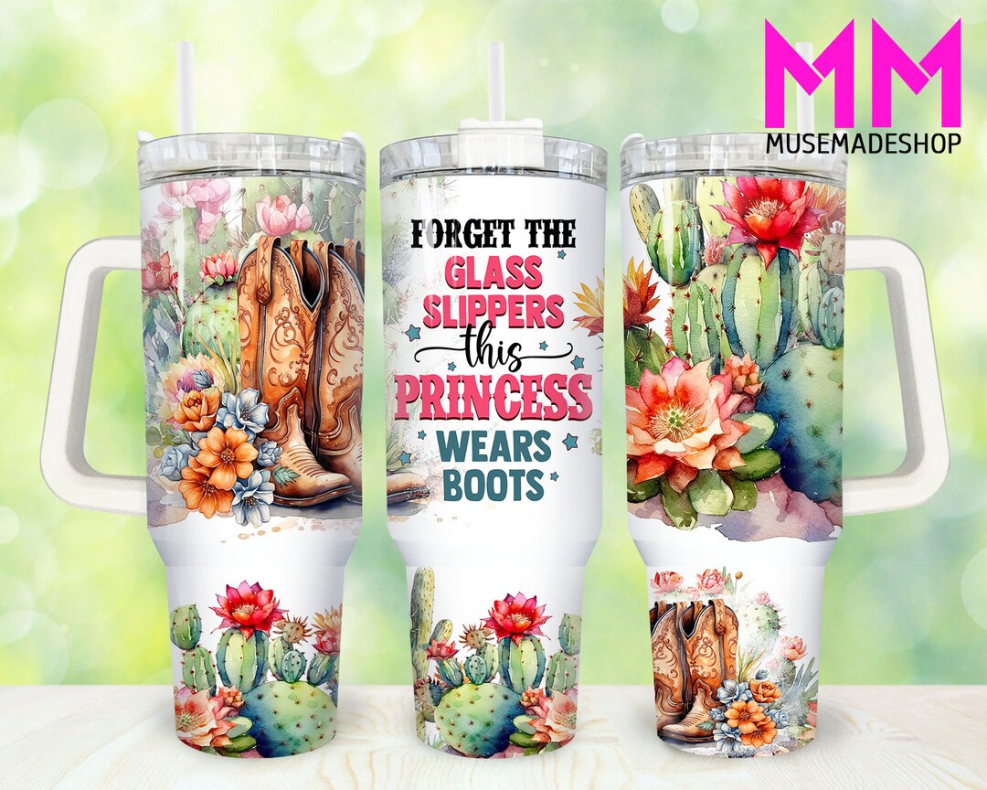 Cowgirl Boots and Hat 40oz Tumbler Png, Cactus Floral Tumbler 40oz Png ...