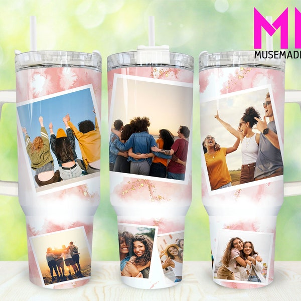 Add Your Own Photo 40oz Tumbler Png, Picture Floral Tumbler 40oz Png, Custom Photo 40oz Tumbler Wrap, Floral 40oz Quencher Tumbler