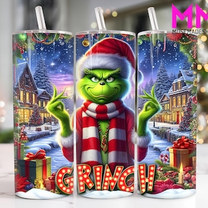 Christmas Character 20 oz Skinny Tumbler Png, Merry Christmas 20oz Tumbler Png, Christmas Straight and Taper Tumbler Wrap