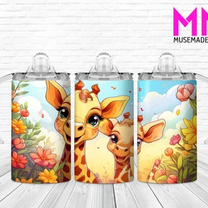 Giraffe Sippy Cup Png, Cartoon Characters Sippy Cup Wrap, Movies Characters 12oz Sippy Cup Wrap, Kids Sippy Cup Wrap Png Sublimation Designs
