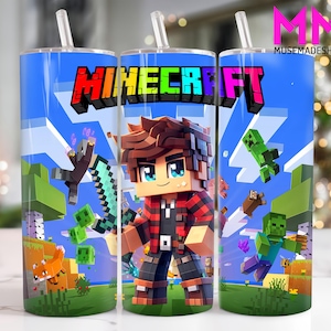 Game 20 oz Skinny Tumbler Png, Cartoon Characters 20oz Tumbler Png, Game Characters Straight and Taper Tumbler Wrap