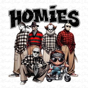 Chicano Homies Thug Life Halloween Character Png, Horror Movie Png, Movie Killers Png, Series Killer Halloween Png, Old School Halloween Png