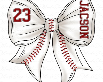 Custom Baseball Coquette Bow Png, Baseball Game Day Png, Coquette Baseball Png, Mother's Day Shirt Png, Personalized Text and Number Png