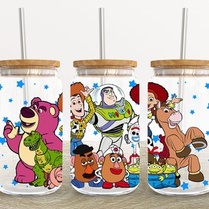 Cartoon Characters 16oz Glass Can Wrap, Cartoon 16 oz Glass Can Png, 16 oz Libbey Glass Can Wrap, 16 oz Tumbler Wrap Png, Sublimation Design