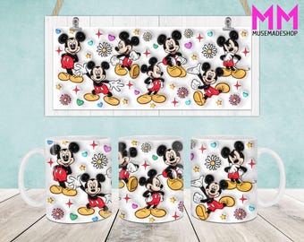 Zeichentrickfiguren 3D aufgeblasene Becherverpackung, Cartoon 11 Unzen und 15 Unzen Bechervorlage, 11 Unzen Becher Png, 15 Unzen Becher Png, Kaffeetassen Png, Mug Press Sublimation