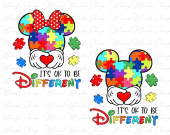 It's ok to be different Png, Autism Png, Autism Awareness Png, Autism Mom Png, Autism Month Png, Autism Mouse Png Sublimation Design