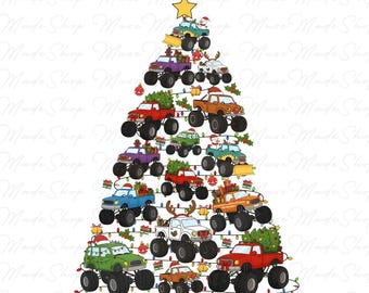 Construction Truck Christmas PNG, Christmas Tree Cars PNG, Boys Xmas Png, Cute Kids Truck Design, Construction Truck Png, Christmas Kids Png