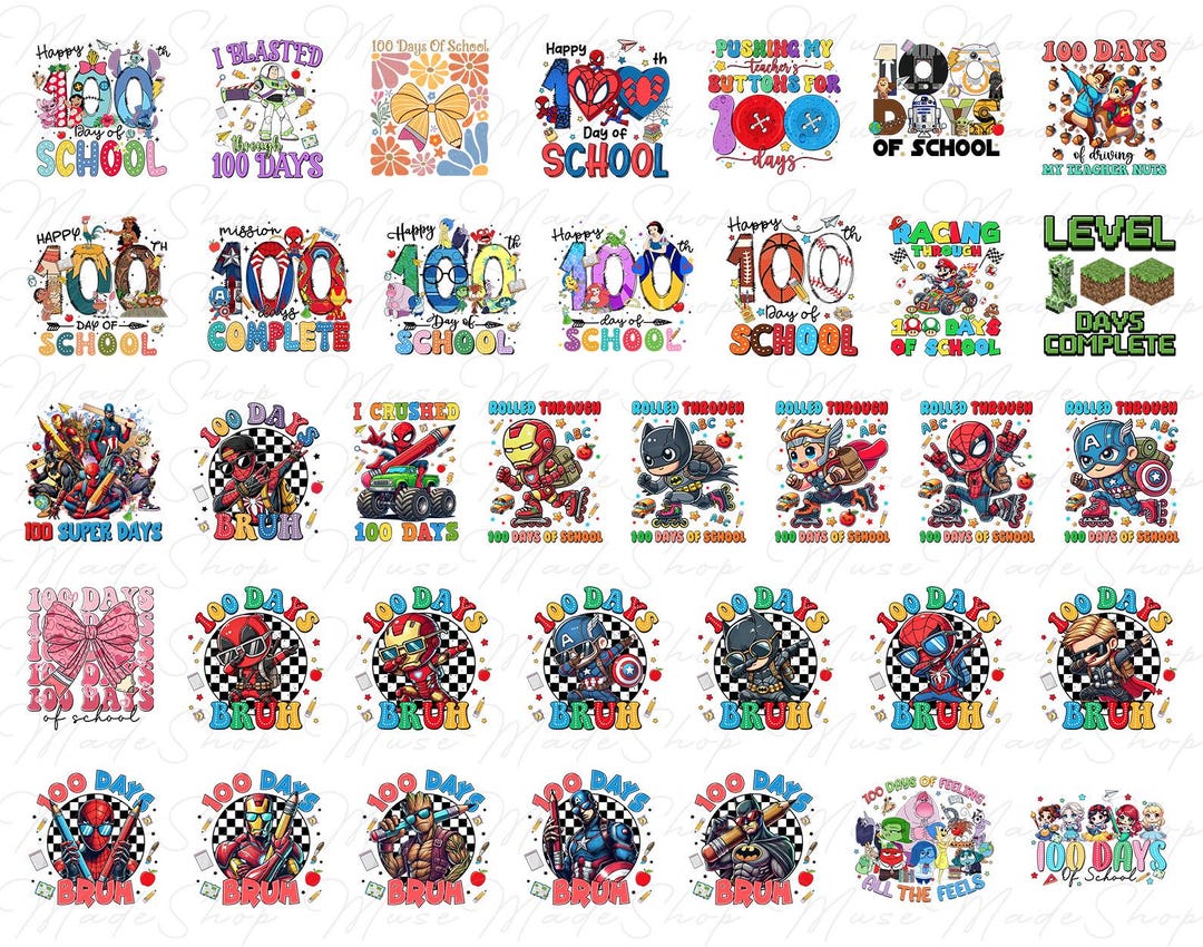 Bundle 70 Designs 100 Days of School Png, Happy 100 Days of School Png ...