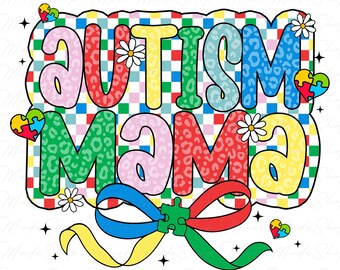 Autism Mama Coquette Bow Png, Autism Mama, Autism Mom Png, Autism Awareness Png, Autism Ribbon Png, Autism Month Png, Autism Puzzle Png