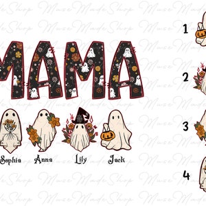 Personalized Halloween Mama Png, Halloween Png, Mama Ghost Png, Spooky Mama png, Retro Halloween Png, Custom Kids Name Png Sublimation
