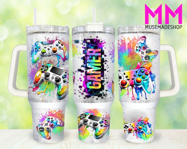 Threadbare Game Inkdrinker Png Gamer 40oz Tumbler Png, Neon Game Controller Tumbler 40oz Png, Game ...