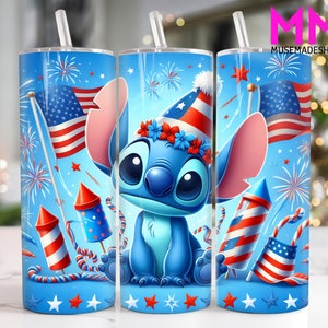 Tumbler sottile da 20 once con bandiera americana dei cartoni animati, tumbler da 20 once del 4 luglio png, tumbler dritto del Giorno dell’Indipendenza e involucro conico