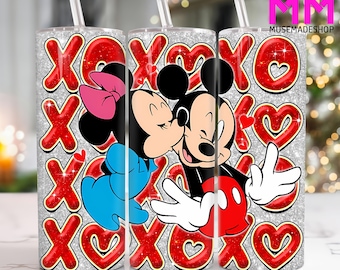 Valentines Mouse 20 oz Skinny Tumbler Png, Happy Valentines Day 20 oz Tumbler Png, Valentines Day Straight und Taper Tumbler Wrap