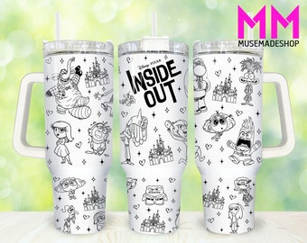 Tumbler da 40 once con personaggi dei cartoni animati, tumbler con emozioni dei cartoni animati da 40 once, tumbler da 40 once con personaggi dei film, tumbler da 40 once per la salute mentale