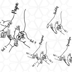 Personalized Father&#39;s Day Fist Bump Set Up tp 4 Kids Svg, Grandpa Papa Hand Svg, Father&#39;s Day Svg, Baby Toddler Kid Papa Fist Bump Svg