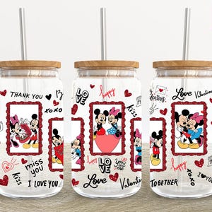 Cartoon Valentine 16oz Glass Can Wrap, Valentine 16 oz Glass Can Png, 16 oz Libbey Glass Can Wrap, 16 oz Tumbler Wrap Png,Sublimation Design