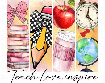 Retro Teacher Png, Teacher Coquette Bow Png, Teach Love Inspire Png, Teacher Life Png, Back to School Png, Teacher Appreciation Png