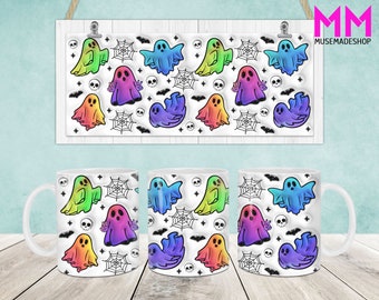 Spooky Vibes 3D Inflated Mug Wrap, Fall 11oz & 15oz Mug Template, Halloween 3D Puff 11oz Mug Png, 15oz Mug Png, Coffee Mugs Png, Mug Press