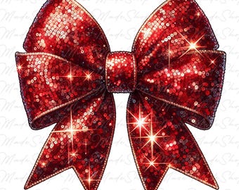 Christmas Coquette Bow Png, Coquette Christmas Png, Glitter Bow Png, Merry Christmas Png, Red Bow Christmas Png, Christmas Sequins Bow Png