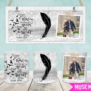 Memorial foto mok wrap, geheugen 11oz & 15oz mok sjabloon, aangepaste foto 11oz mok PNG, 15oz mok PNG, koffiemokken PNG, mok pers sublimatie wrap