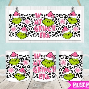 Pink Christmas Mug Wrap, Christmas 11oz & 15oz Mug Template, 11oz Mug Png, 15oz Mug Png, Coffee Mugs Png, Mug Press Sublimation Wrap