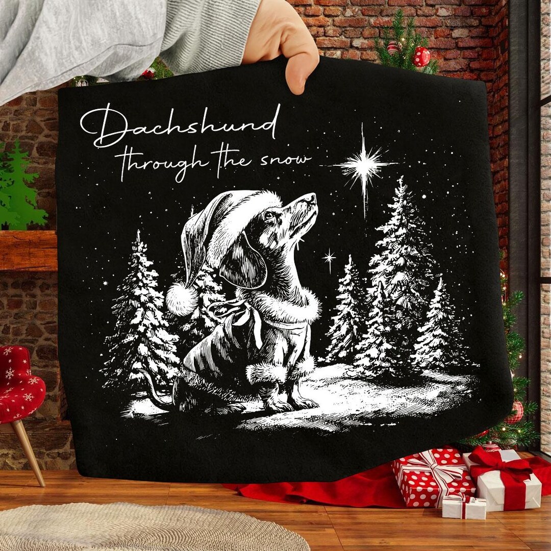 Funny Winter Dachshund Dog Png, Retro Dachshund Through the Snow Png ...