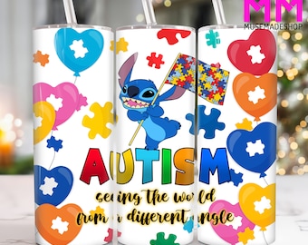 Tecknad 20 oz smal tumbler png, tecknade figurer 20oz tumbler png, rak och avsmalnande autism tumblersjal, autism 20oz tumblersjal