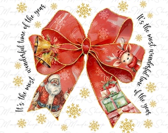 Christmas Santa Png, Christmas Coquette Bow Png, Merry Christmas Png, Coquette Christmas Png, Christmas Popular Png, Glitter Christmas Bow
