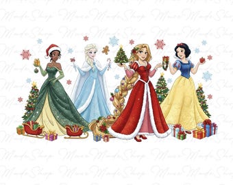 Christmas Princess Character Png, Cute Princess Png, Princess Christmas Shirt Png, Holiday Png, Christmas Movie Characters Png, Digital File