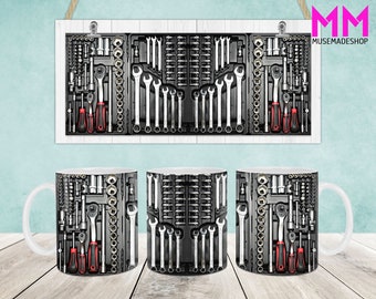 Mechanic Dad Mug Wrap, Toolbox Mechanic 11oz Mug Template, Dad 11oz Mug Png, Fathers Day Coffee Mugs Png, Toolbox Mug Wrap, Mechanic Mug