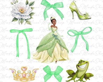 Prinzessin Kokette Bogen Png, Kokette Prinzessin Png, Cartoon Kokette Bogen Png, Grünes Kleid Prinzessin Png, Kokette Bogen Png, Prinzessin und Frosch