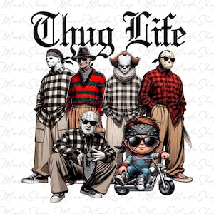 Chicano Thug Life Halloween Character Png, Horror Movie Png, Movie Killers Png, Series Killer Halloween Png, Old School Halloween Movie Png