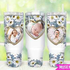 Add Your Own Photo 40oz Tumbler Png, Picture Floral Tumbler 40oz Png, Custom Photo 40oz Tumbler Wrap, Floral 40oz Quencher Tumbler