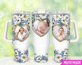 Add Your Own Photo 40oz Tumbler Png, Picture Floral Tumbler 40oz Png, Custom Photo 40oz Tumbler Wrap, Floral 40oz Quencher Tumbler
