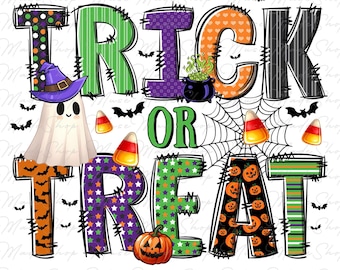 Trick or Treat Png, Halloween Cute Ghost Png, Pumpkin Png, Ghost Png, Coquette Halloween Png, Spooky Season Png, Ghost Pumpkin Png