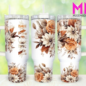 Boho Floral Mom 40oz Tumbler Png, Mom Tumbler 40oz Png, Floral Mom 40oz Tumbler Wrap, Mothers Day 40oz Quencher Tumbler, Mom Tumbler