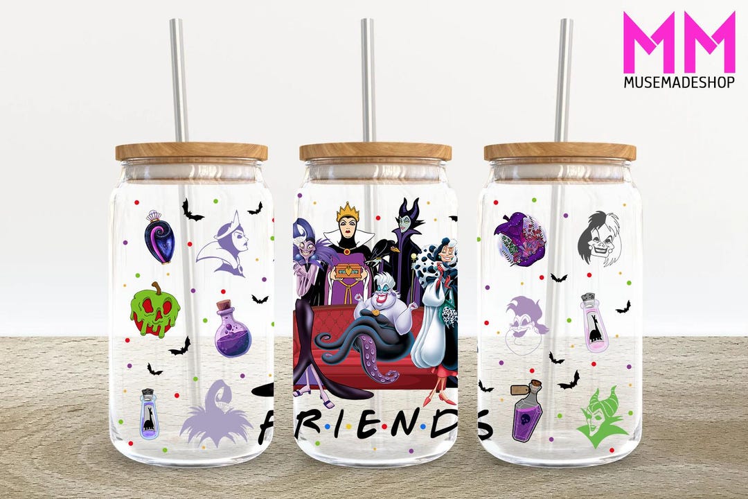 Horror Characters 16oz Glass Can Wrap, Halloween 16 Oz Glass Can Png ...