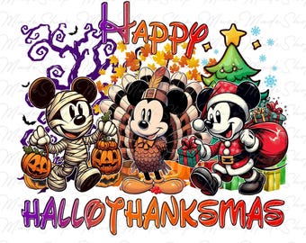 Happy Hallothanksmas Png, Halloween Png, Thanksgiving Png, Christmas Png, Hallothanksmas Png, Christmas Characters Png, Trendy Christmas Png