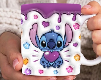 Zeichentrickfiguren 3D aufgeblasene Becherverpackung, Cartoon 11 Unzen und 15 Unzen Bechervorlage, 11 Unzen Becher Png, 15 Unzen Becher Png, Kaffeetassen Png, Mug Press Sublimation