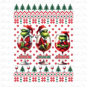 Christmas Character Png, Christmas Wine Png, Drink Drank Drunk Ugly Sweater Png, Merry Christmas Png, Christmas Season Png, Trendy Christmas