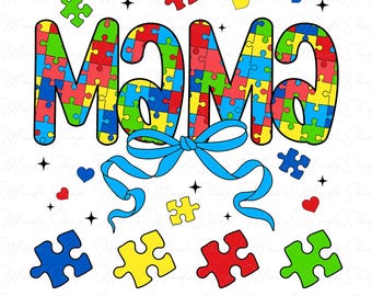 Custom Autism Mama Coquette Png, Autism Mama, Autism Mom Png, Autism Awareness Png, Autism Ribbon Png, Autism Month Png, Autism Puzzle Png